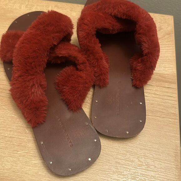 Zara Faux Fur Criss Cross Flat Slides-Size 37/6.5-7 - Picture 12 of 15